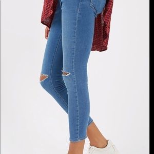 Topshop Moto Mid-Blue Leigh Jeans Mid-Rise Skinny